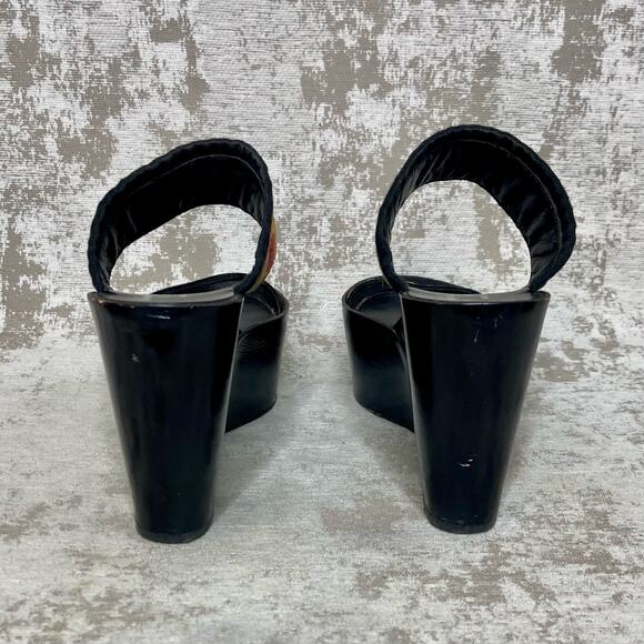 Robert Clergerie Vintage Embroidered Wooden Heel Wedge in Black/Multi - Picture 3 of 9